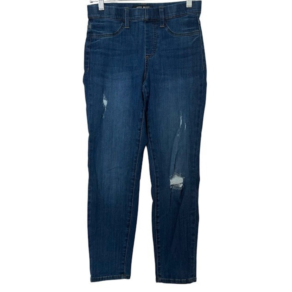 Judy Blue Boyfriend Fit Distressed Pull On Stretch Jeans Womens 5 / 27 JB88369